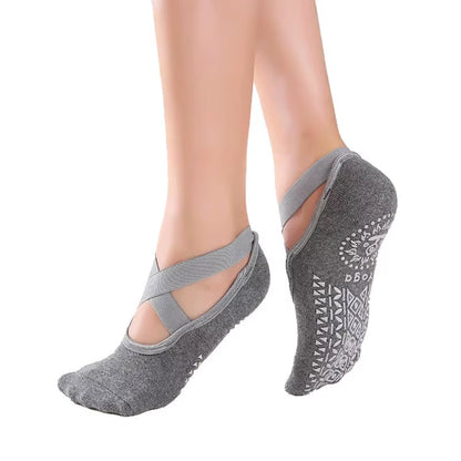 N58B Yoga Socks for Women Non-Slip Grips & Straps Fitness Sport Ballet Pilates Socks