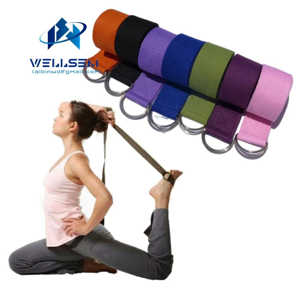 New Multi-Colors Women Yoga Stretch Strap D-Ring Belt Fitness Exercise Gym Rope Figure Waist Leg Resistance Fitness Band
