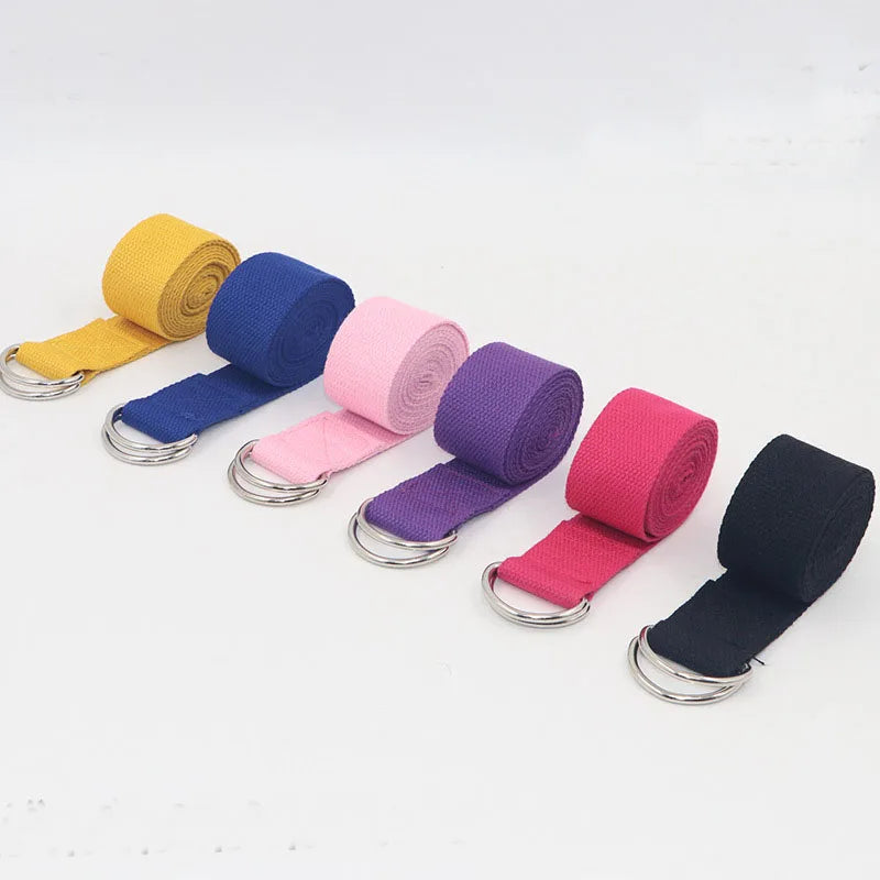 New Multi-Colors Women Yoga Stretch Strap D-Ring Belt Fitness Exercise Gym Rope Figure Waist Leg Resistance Fitness Band
